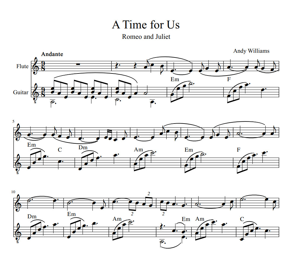 A Time for Us ( Romeo and Juliet ) for Flute and guitar